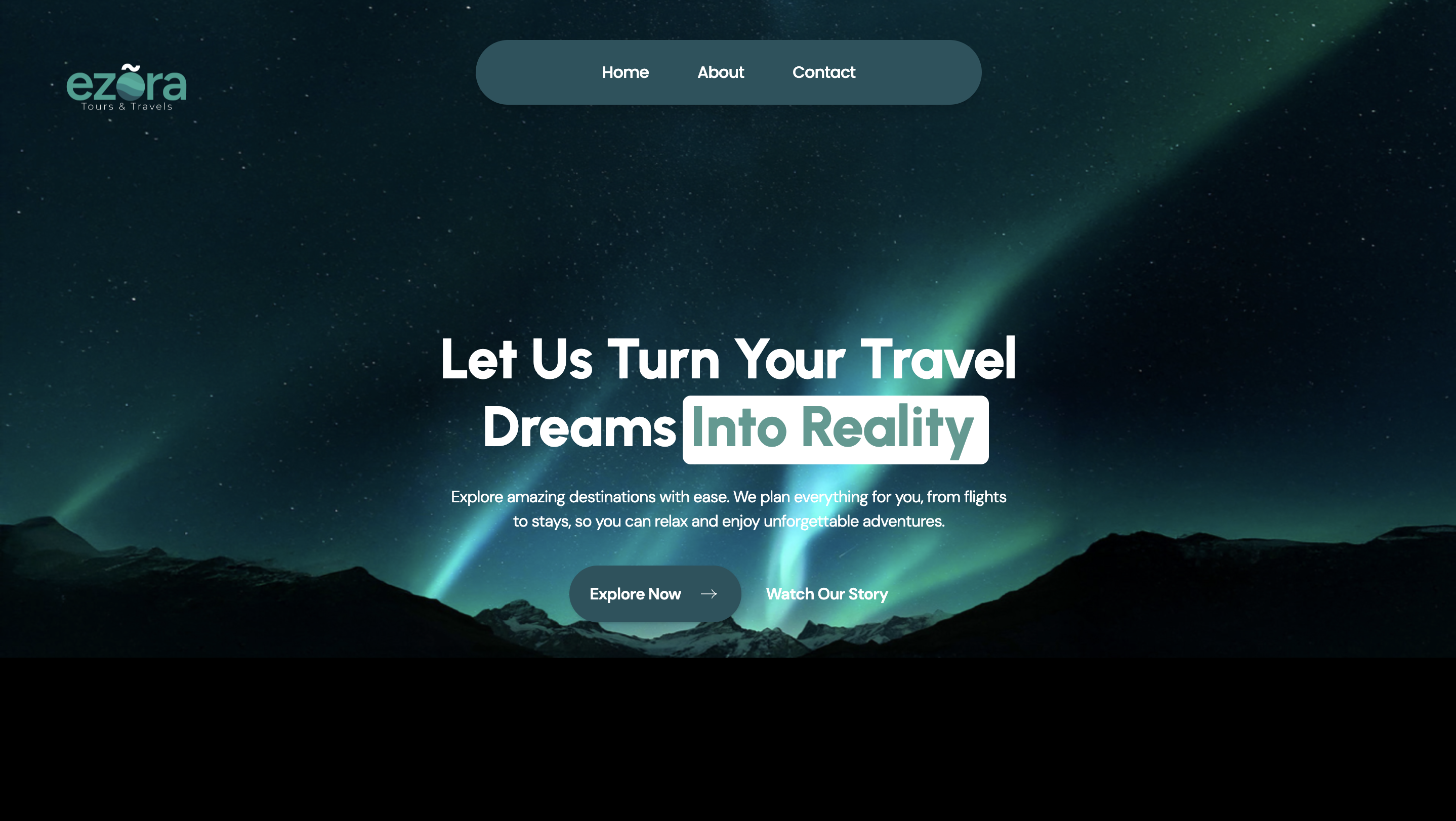 Ezora Tours — Immersive travel showcase for a Dubai-based agency.